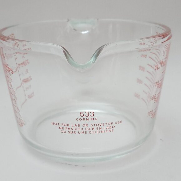 VINTAGE PYREX 533 Open-Red-Letter Open-Handle Measuring-Cup 4-Cup 1-L 32-oz 80s - Picture 4 of 6